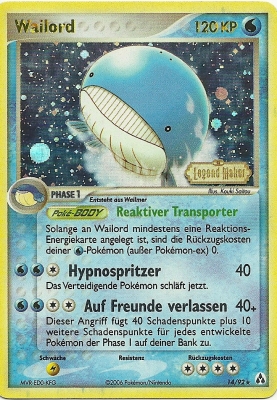 Wailord 14 — EX Legend Maker (German Pokémon TCG card)