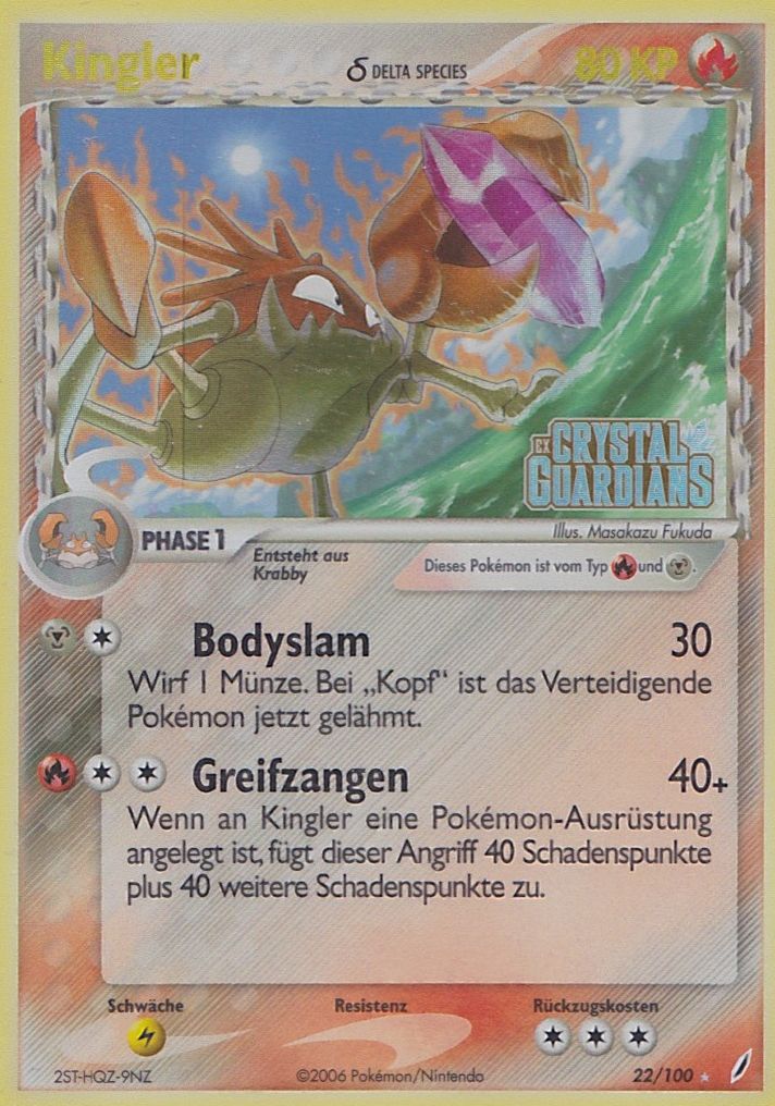 Kingler 22 — EX Crystal Guardians (German Pokémon TCG card)