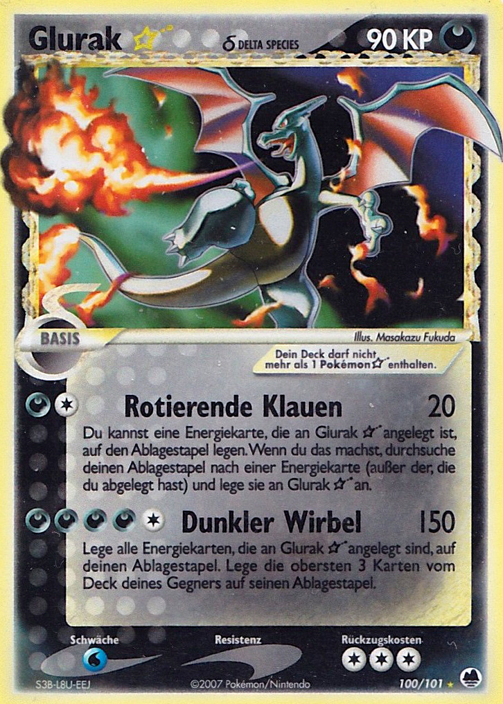Glurak * 100 — EX Dragon Frontiers (German Pokémon TCG card)