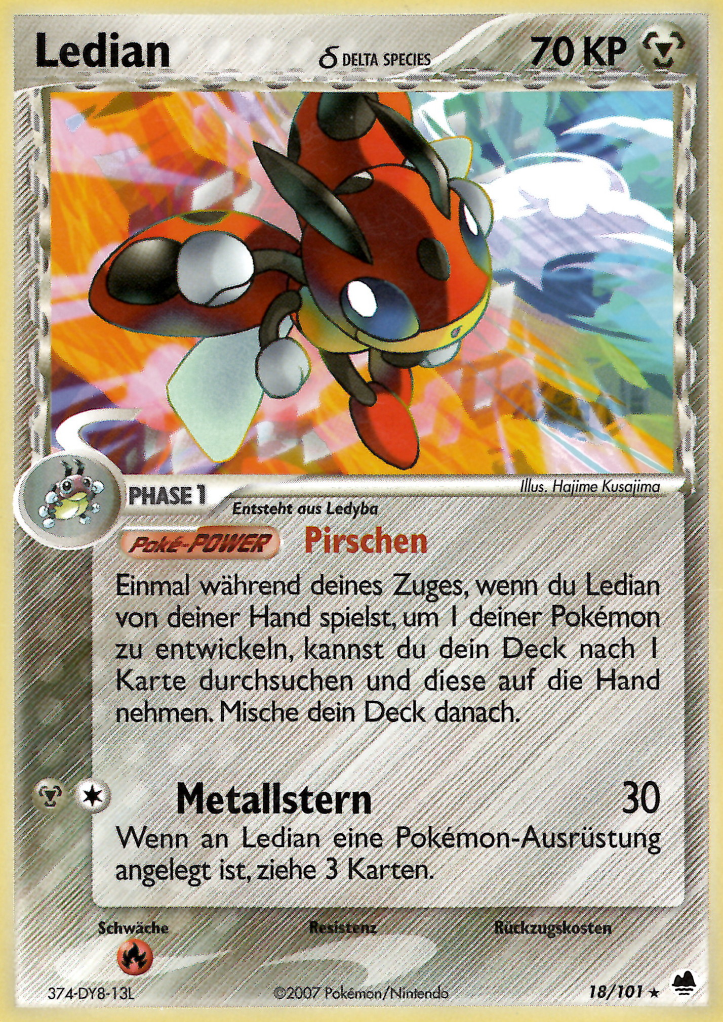 Ledian 18 — EX Dragon Frontiers (German Pokémon TCG card)