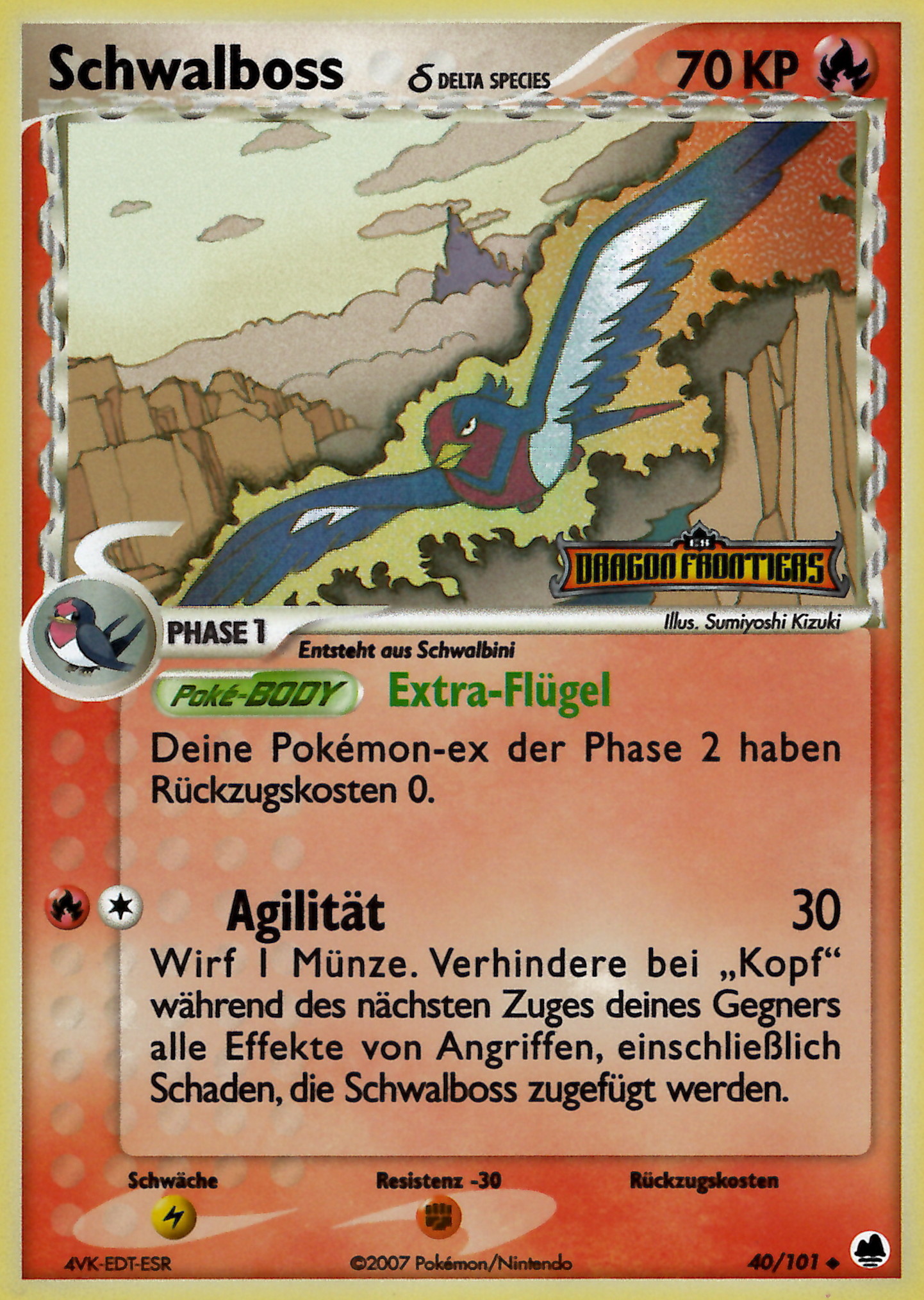 Schwalboss 40 — EX Dragon Frontiers (German Pokémon TCG card)