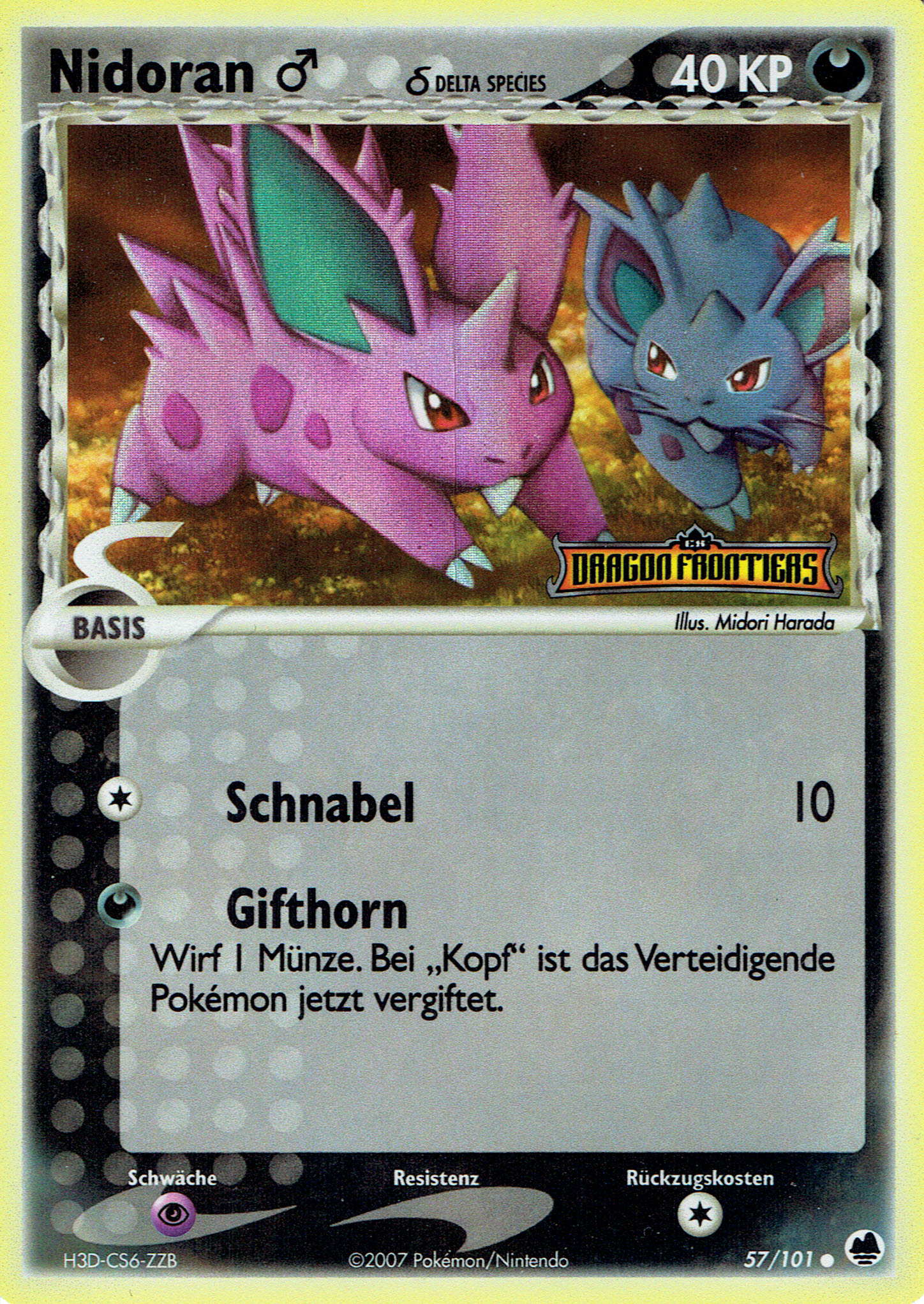 Nidoran M 57 — EX Dragon Frontiers (German Pokémon TCG card)