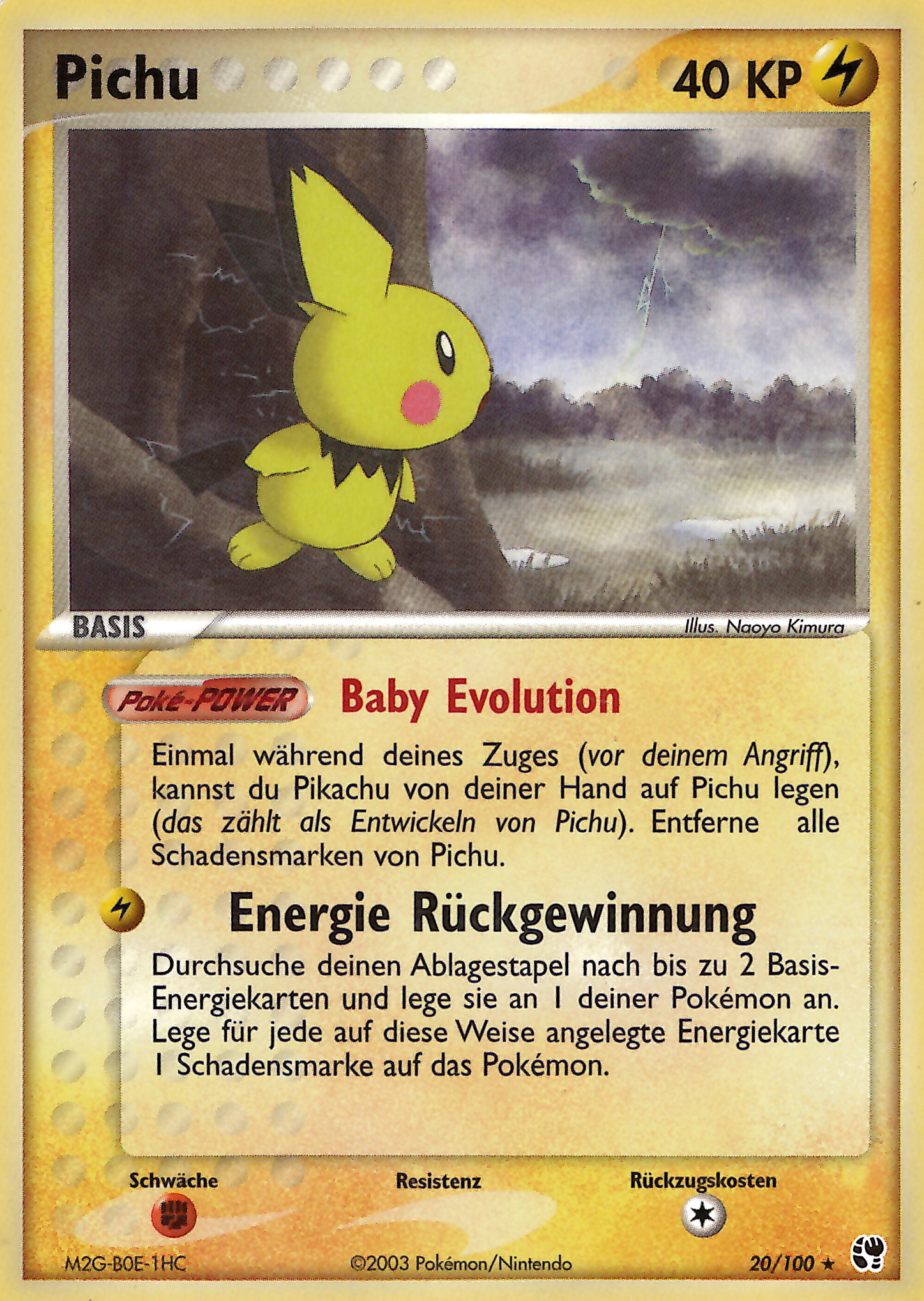 Pichu 20 — EX Sandsturm (German Pokémon TCG card)