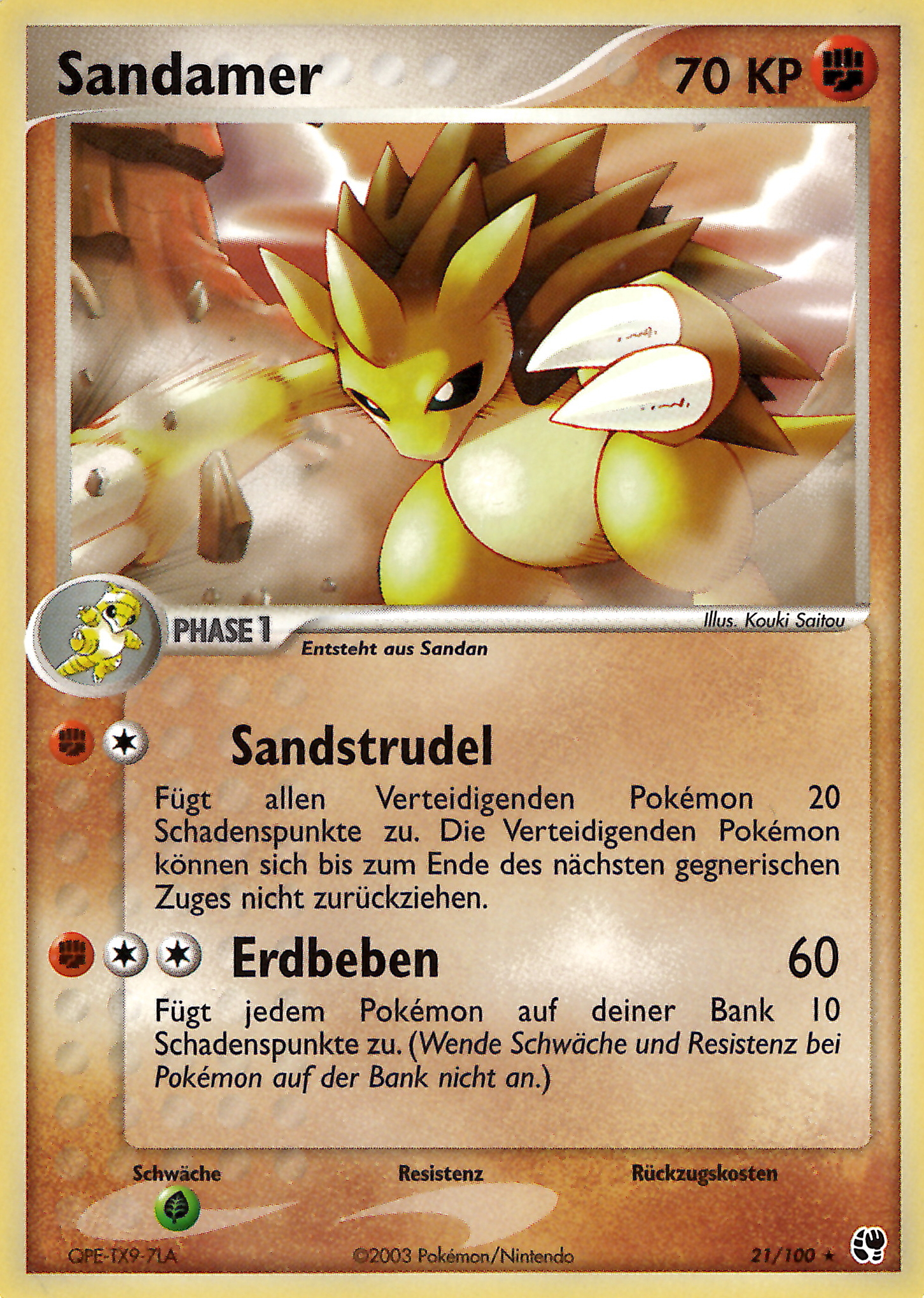 Sandamer 21 — EX Sandsturm (German Pokémon TCG card)