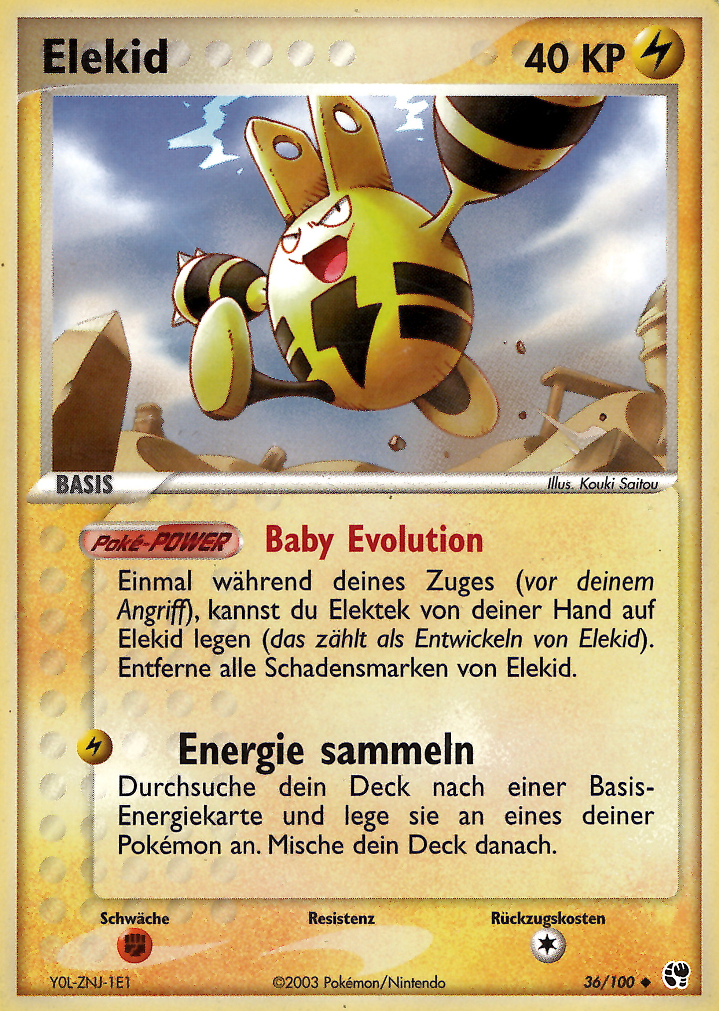 Elekid 36 — EX Sandsturm (German Pokémon TCG card)