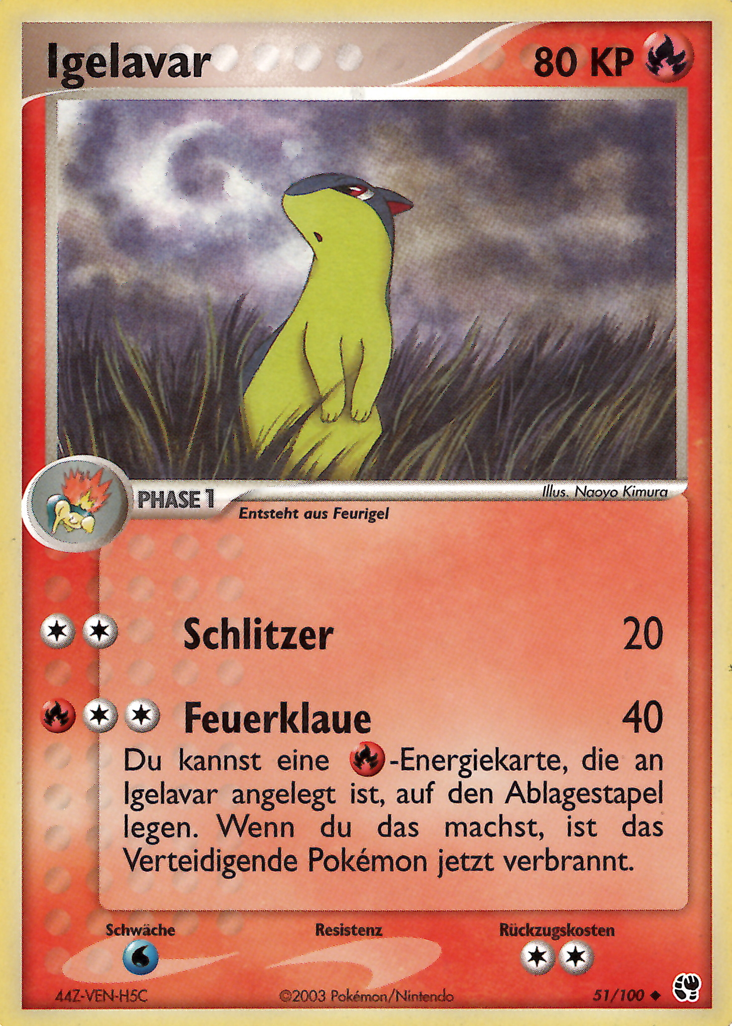 Igelavar 51 — EX Sandsturm (German Pokémon TCG card)