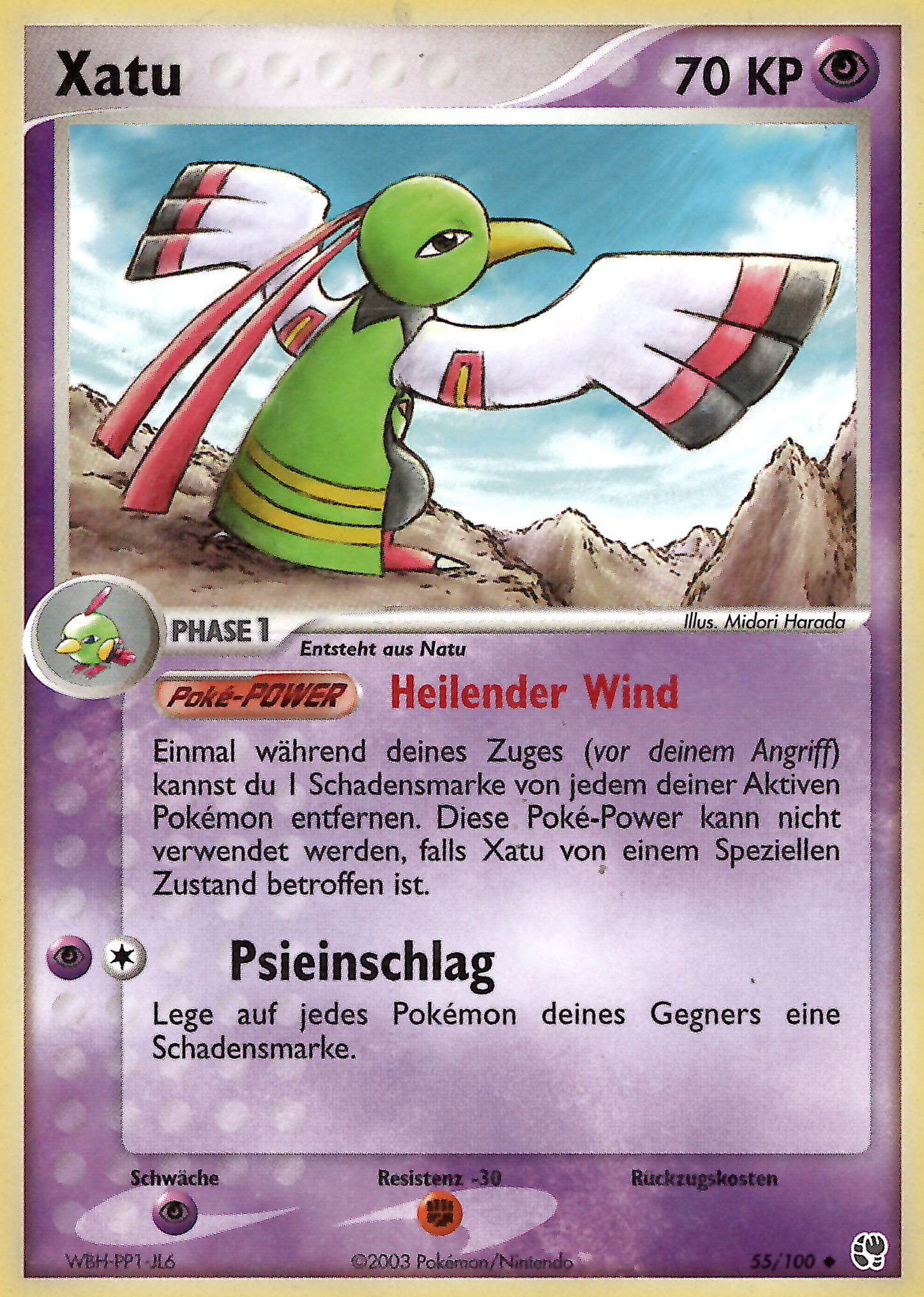 Xatu 55 — EX Sandsturm (German Pokémon TCG card)