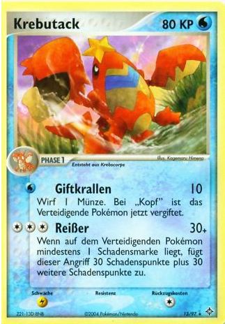 Krebutack 13 — EX Drache (German Pokémon TCG card)