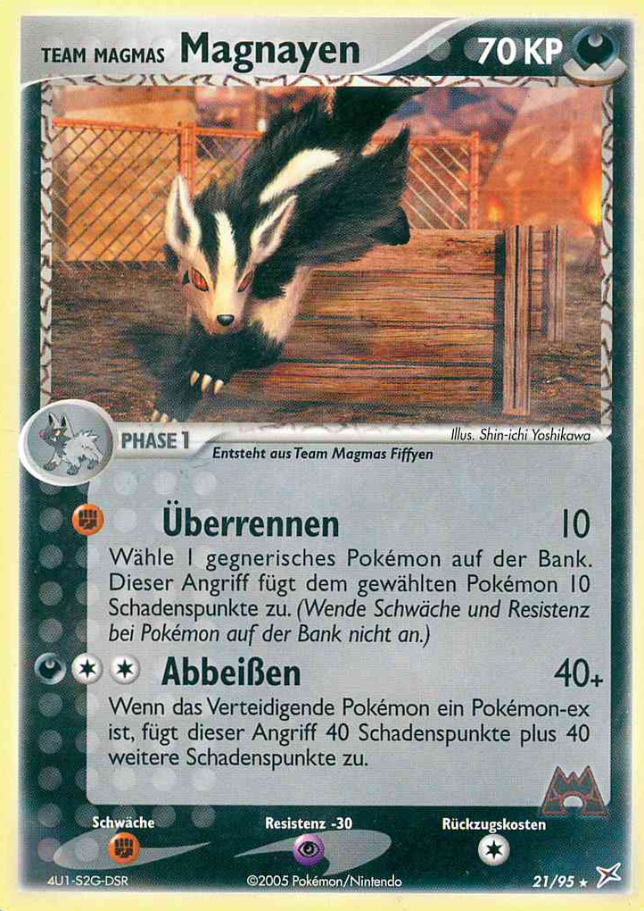 Team Magmas Magnayen 21 — EX Team Magma vs Team Aqua (German Pokémon TCG card)
