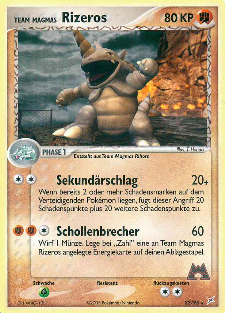Team Magmas Rizeros 22 — EX Team Magma vs Team Aqua (German Pokémon TCG card)