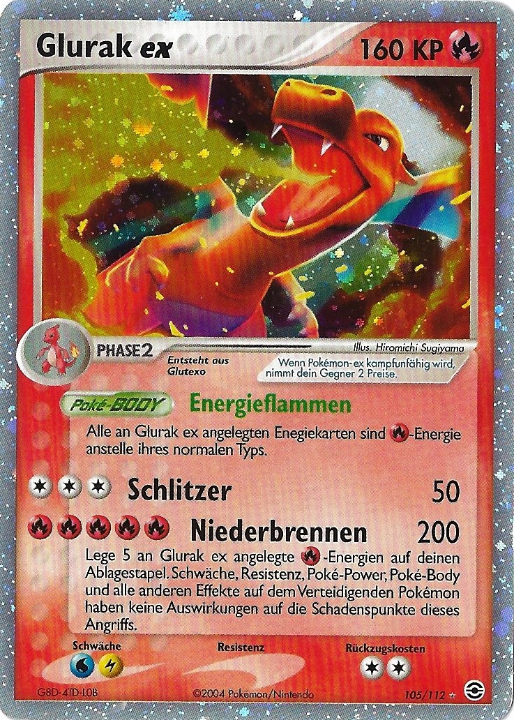 Glurak ex 105 — EX Feuerrot & Blattgrün (German Pokémon TCG card)