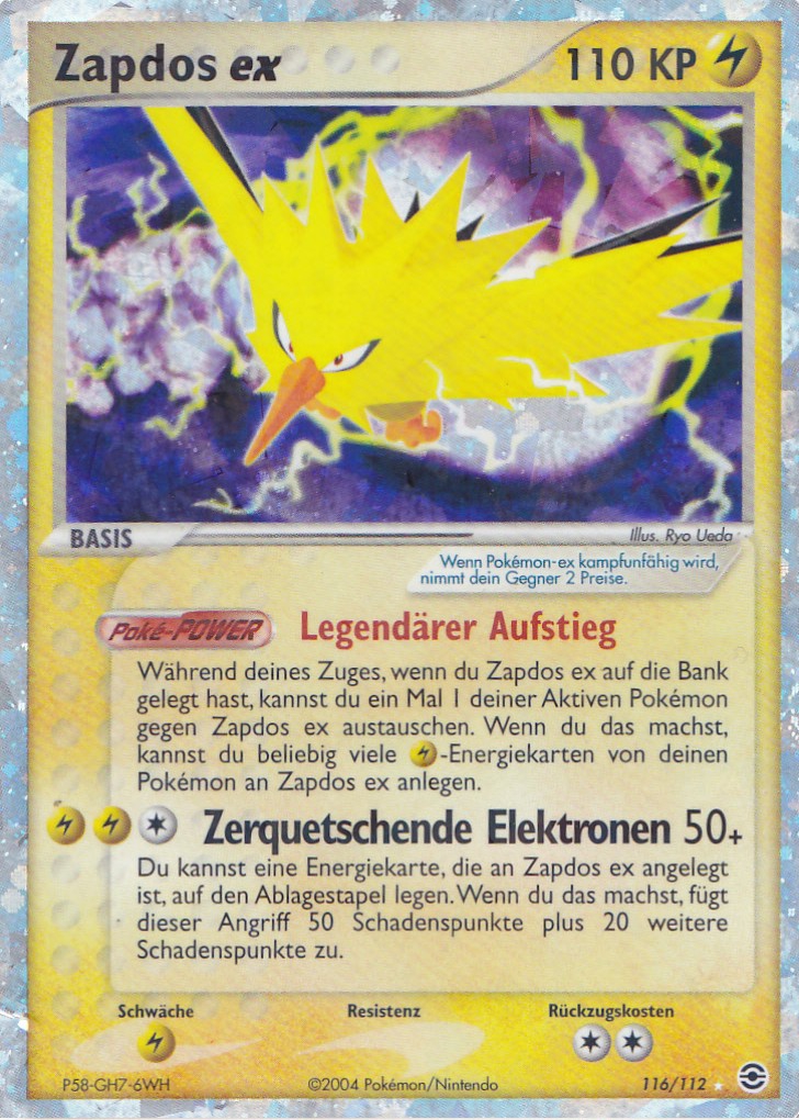 Zapdos ex 116 — EX Feuerrot & Blattgrün (German Pokémon TCG card)
