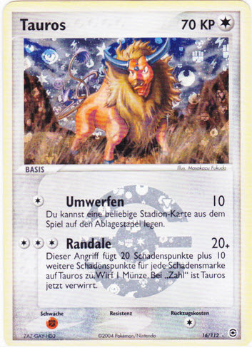 Tauros 16 — EX Feuerrot & Blattgrün (German Pokémon TCG card)