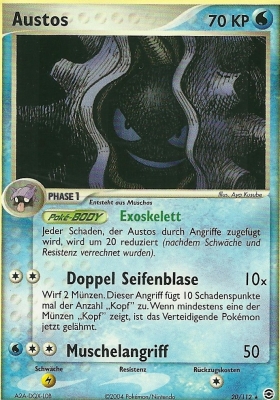 Austos 20 — EX Feuerrot & Blattgrün (German Pokémon TCG card)