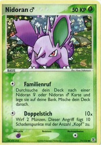 Nidoran M 71 — EX Feuerrot & Blattgrün (German Pokémon TCG card)