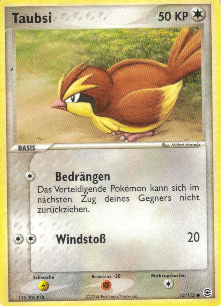 Taubsi 73 — EX Feuerrot & Blattgrün (German Pokémon TCG card)