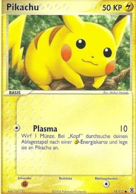 Pikachu 74 — EX Feuerrot & Blattgrün (German Pokémon TCG card)