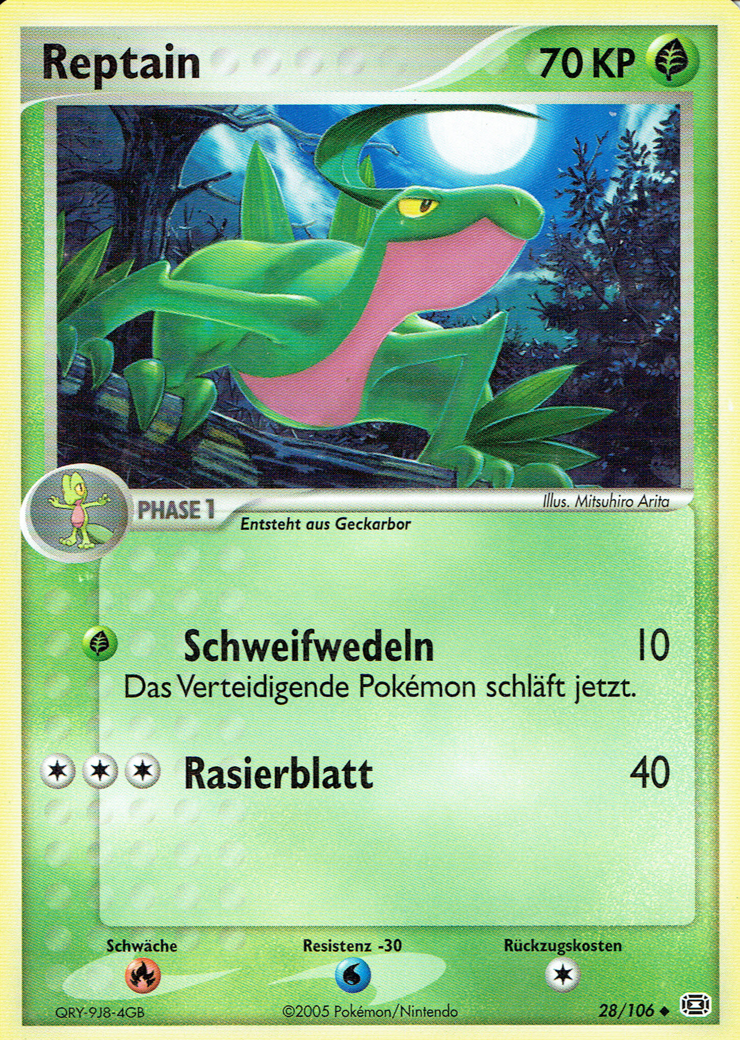 Reptain 28 — EX Smaragd (German Pokémon TCG card)