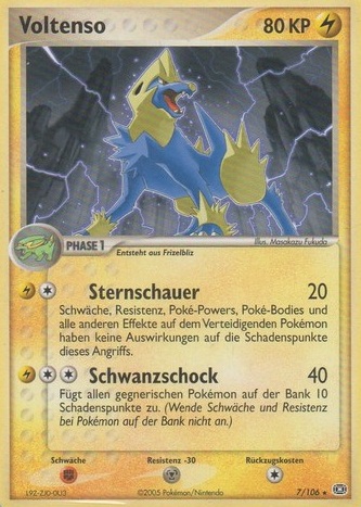 Voltenso 7 — EX Smaragd (German Pokémon TCG card)