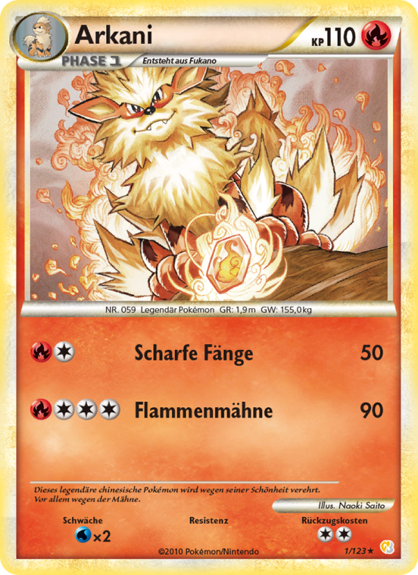 Arkani 1 — HeartGold SoulSilver (German Pokémon TCG card)