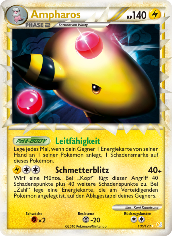 Ampharos 105 — HeartGold SoulSilver (German Pokémon TCG card)