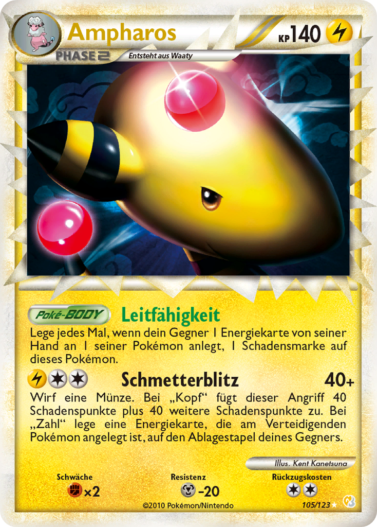 Ampharos 105 — HeartGold SoulSilver (German Pokémon TCG card)
