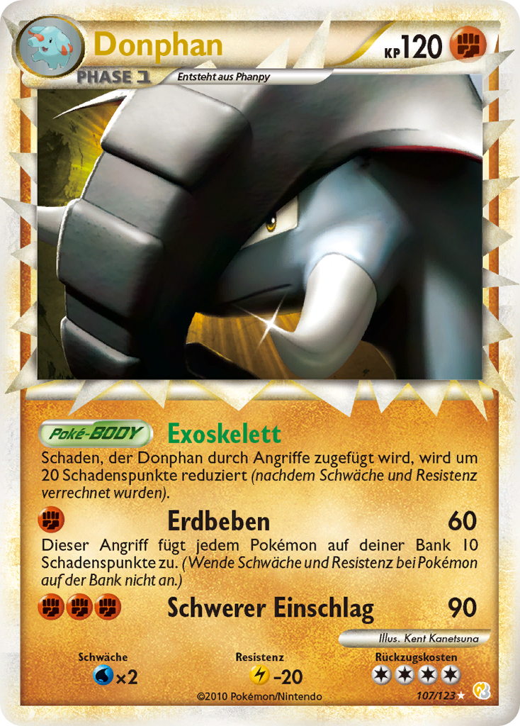 Donphan 107 — HeartGold SoulSilver (German Pokémon TCG card)