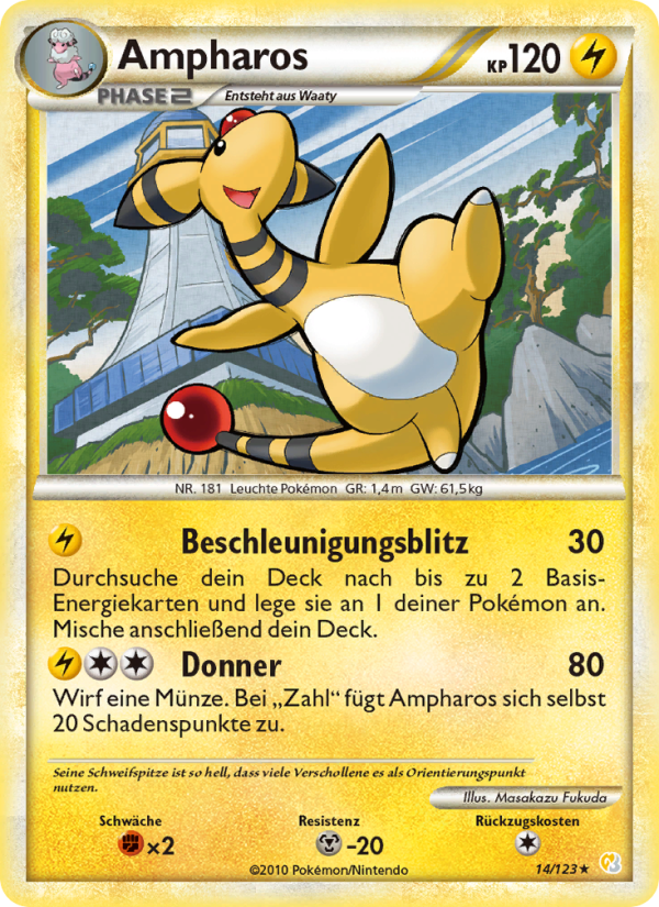 Ampharos 14 — HeartGold SoulSilver (German Pokémon TCG card)