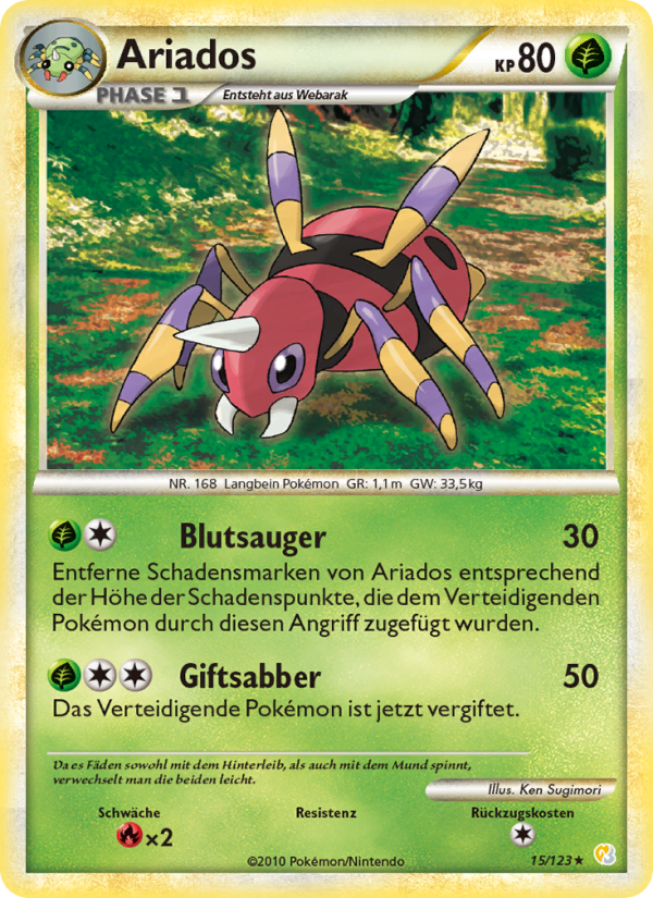 Ariados 15 — HeartGold SoulSilver (German Pokémon TCG card)