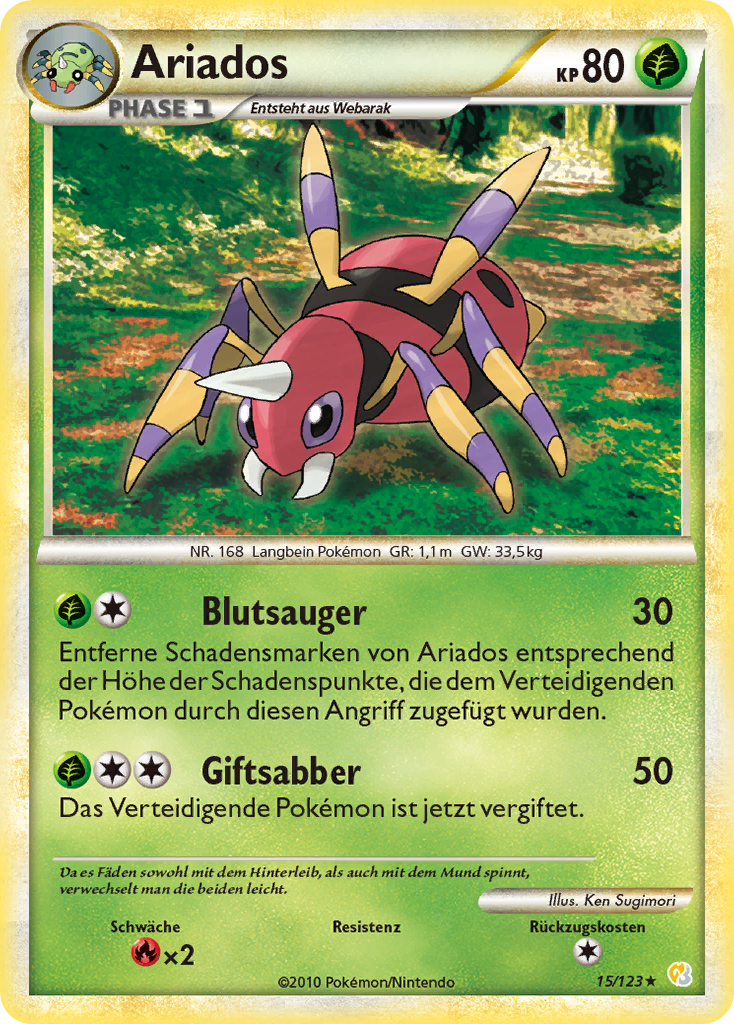 Ariados 15 — HeartGold SoulSilver (German Pokémon TCG card)