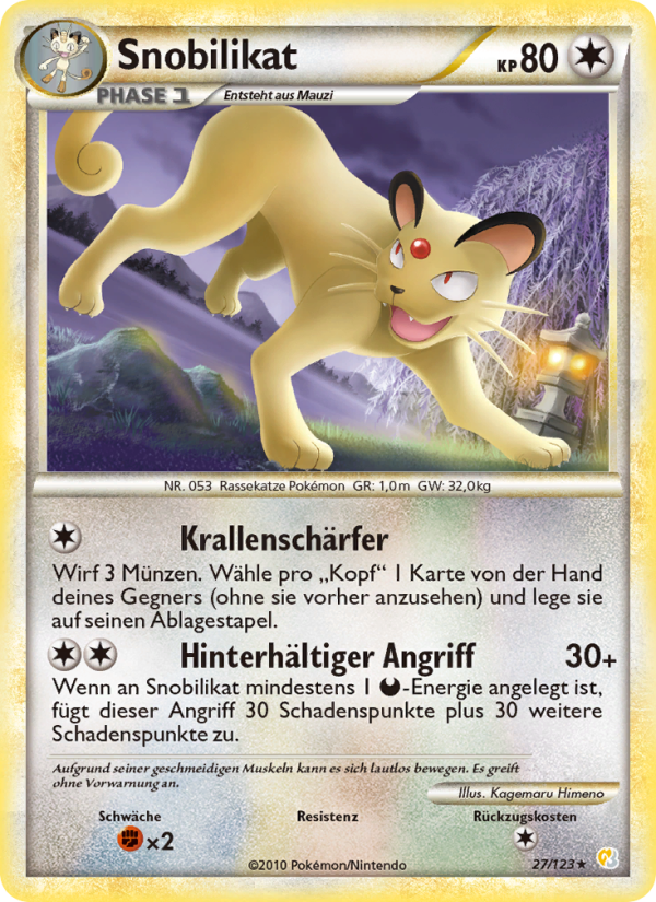 Snobilikat 27 — HeartGold SoulSilver (German Pokémon TCG card)