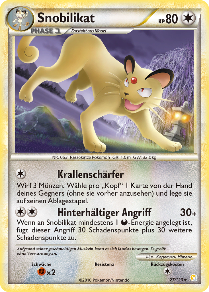Snobilikat 27 — HeartGold SoulSilver (German Pokémon TCG card)