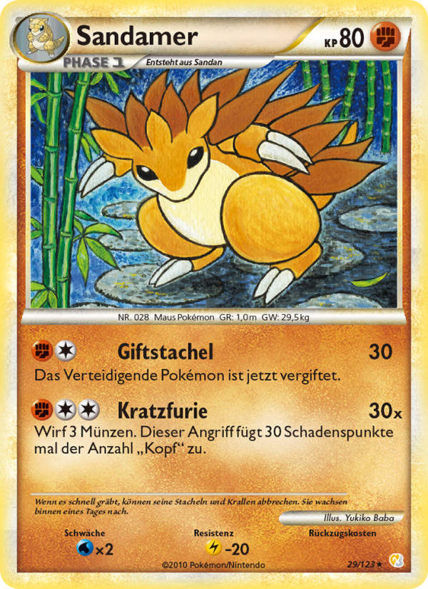 Sandamer 29 — HeartGold SoulSilver (German Pokémon TCG card)