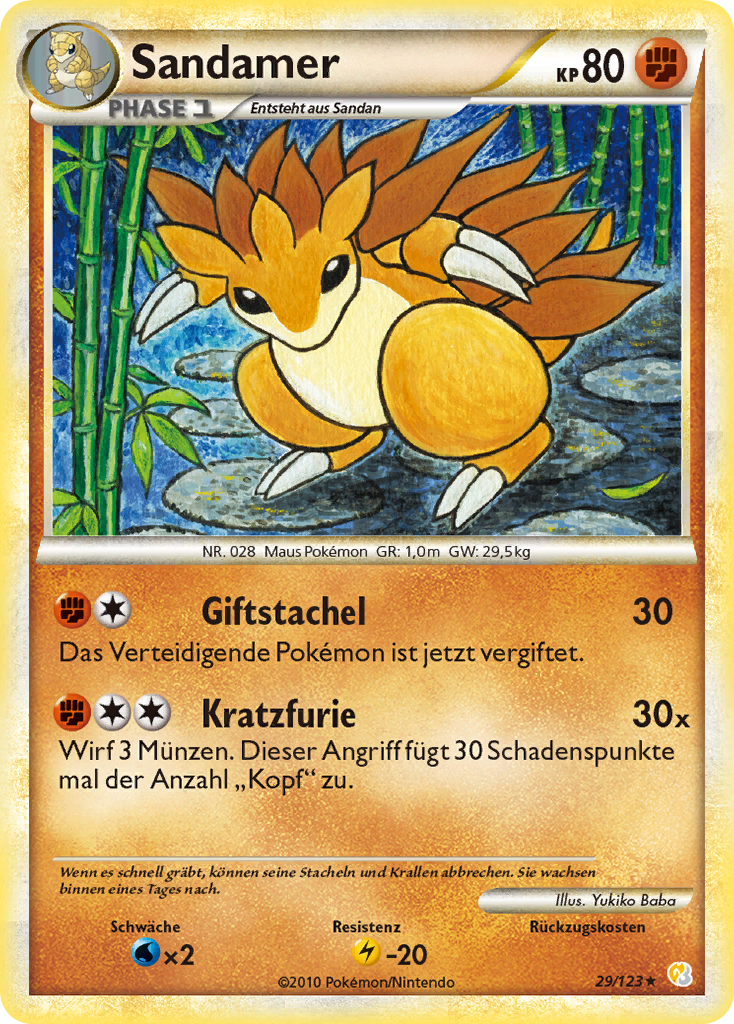Sandamer 29 — HeartGold SoulSilver (German Pokémon TCG card)