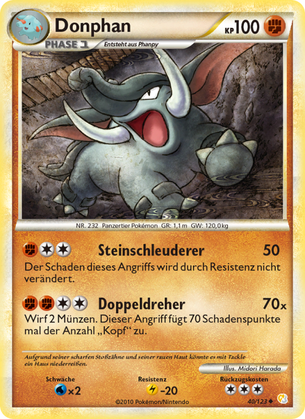 Donphan 40 — HeartGold SoulSilver (German Pokémon TCG card)