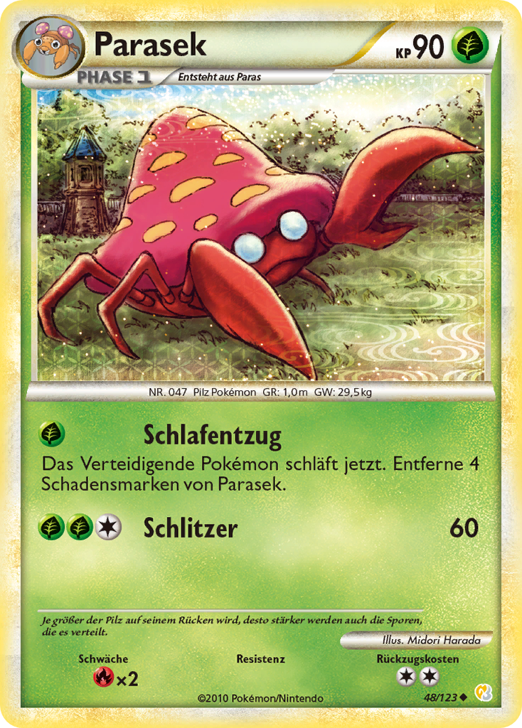 Parasek 48 — HeartGold SoulSilver (German Pokémon TCG card)