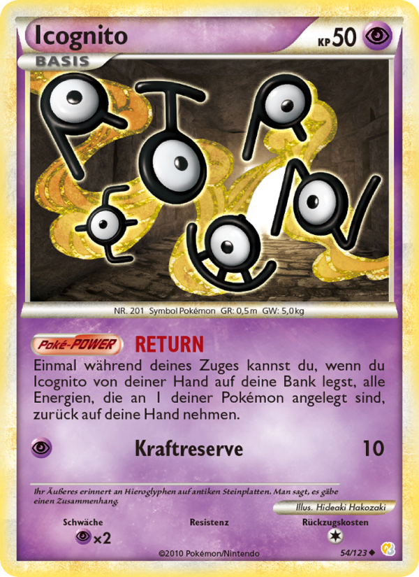 Icognito 54 — HeartGold SoulSilver (German Pokémon TCG card)
