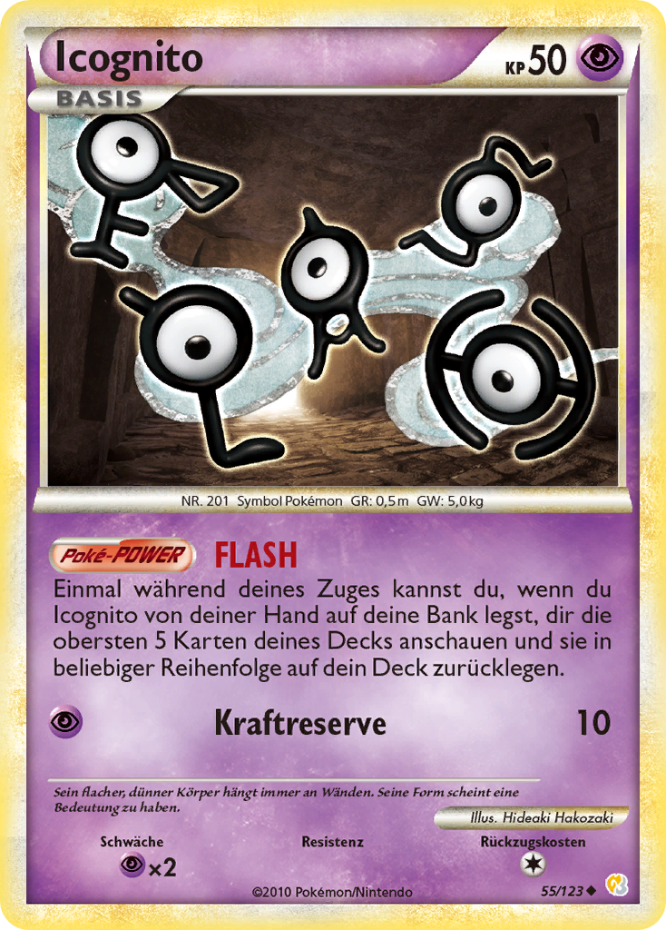 Icognito 55 — HeartGold SoulSilver (German Pokémon TCG card)
