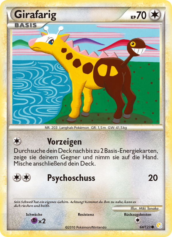 Girafarig 64 — HeartGold SoulSilver (German Pokémon TCG card)