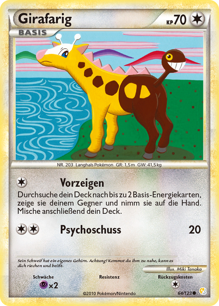 Girafarig 64 — HeartGold SoulSilver (German Pokémon TCG card)