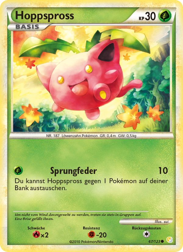 Hoppspross 67 — HeartGold SoulSilver (German Pokémon TCG card)