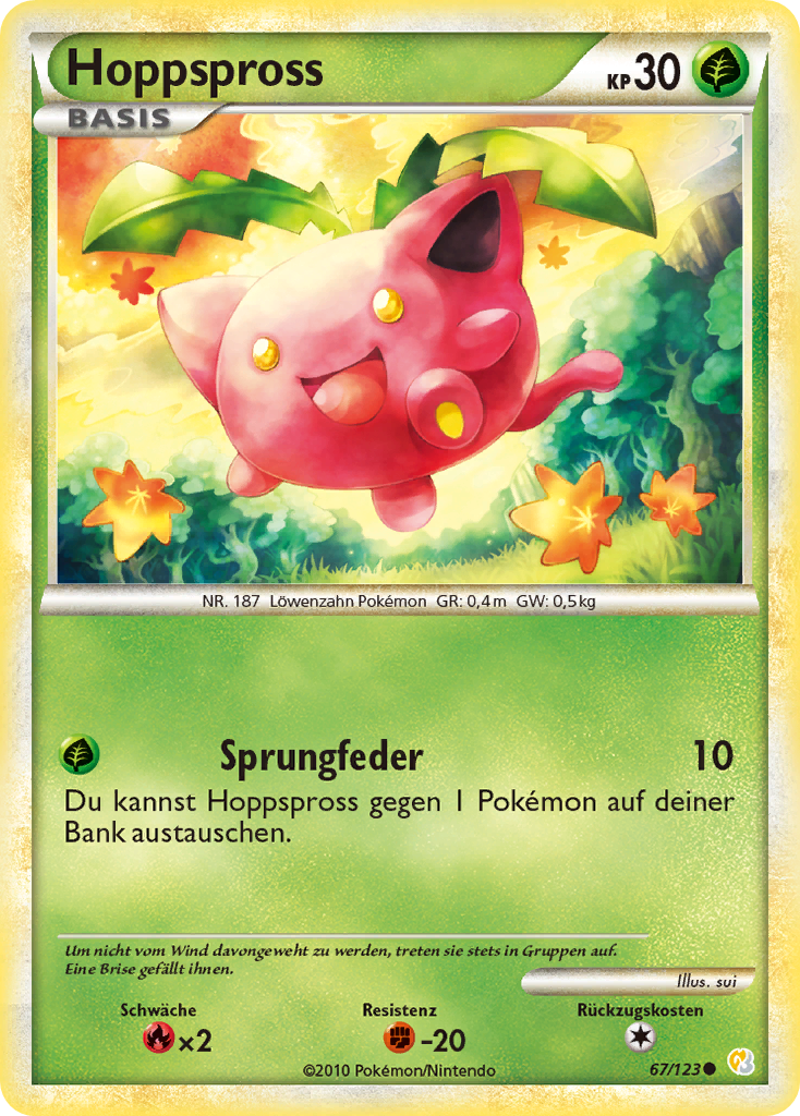 Hoppspross 67 — HeartGold SoulSilver (German Pokémon TCG card)