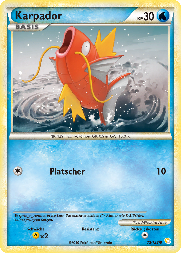 Karpador 72 — HeartGold SoulSilver (German Pokémon TCG card)