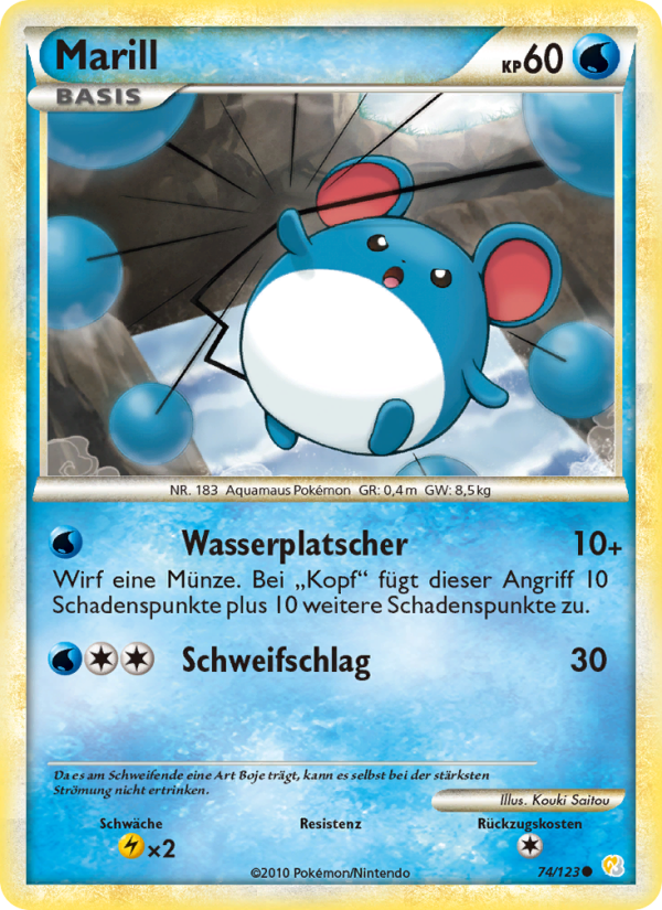 Marill 74 — HeartGold SoulSilver (German Pokémon TCG card)
