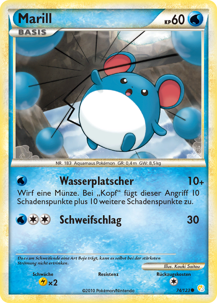 Marill 74 — HeartGold SoulSilver (German Pokémon TCG card)