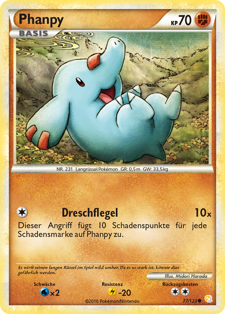 Phanpy 77 — HeartGold SoulSilver (German Pokémon TCG card)