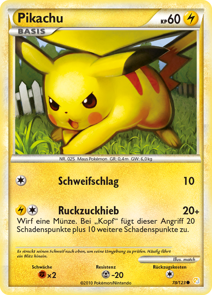 Pikachu 78 — HeartGold SoulSilver (German Pokémon TCG card)
