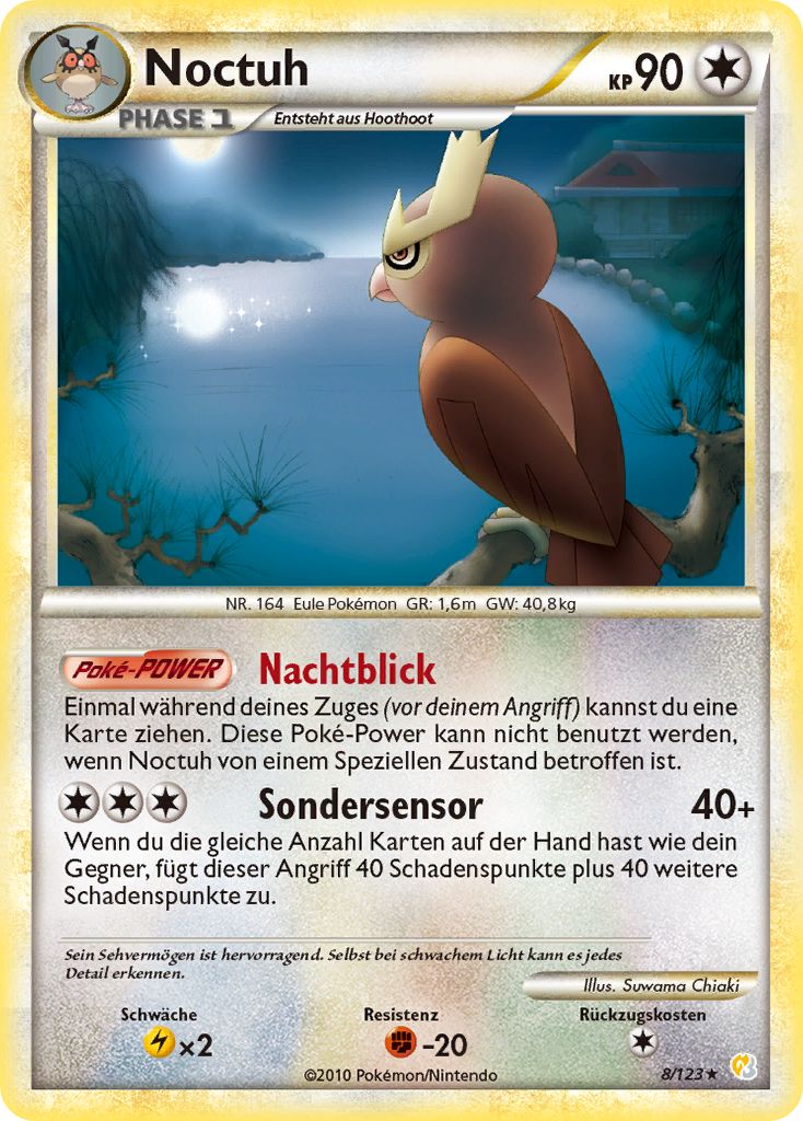 Noctuh 8 — HeartGold SoulSilver (German Pokémon TCG card)