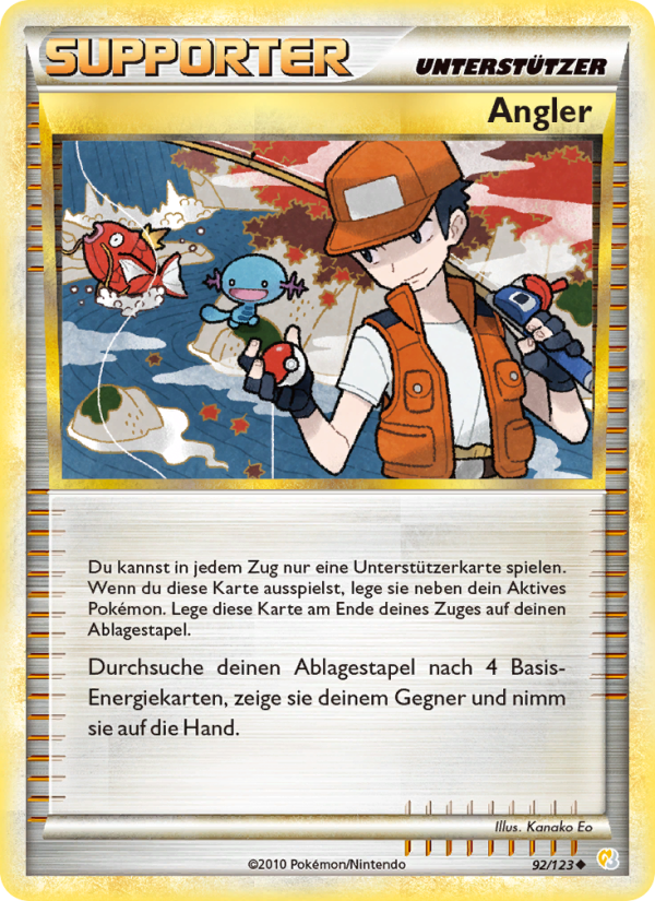 Angler 92 — HeartGold SoulSilver (German Pokémon TCG card)