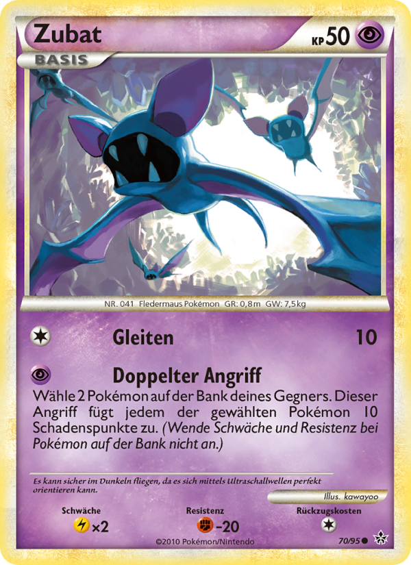 Zubat 70 — Entfesselt (German Pokémon TCG card)